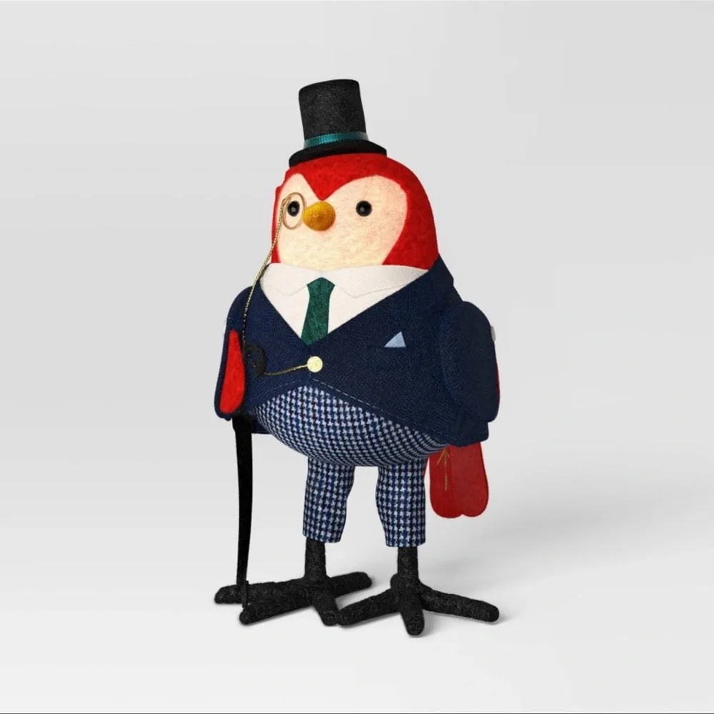 Elegant Red Bird Plush Toy‎ with Black Hat